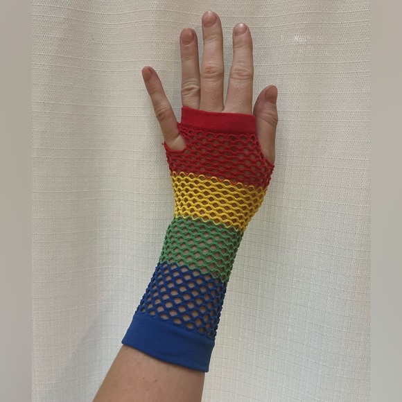 Rainbow Fishnet Gloves (OS) - Picture 1 of 4